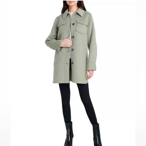 Tahari belted shacket - sage green. Double faced fabric - Picture 2 of 2